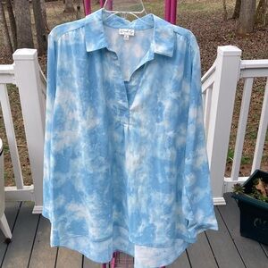 Wonderly Blue/White Print Women's Top